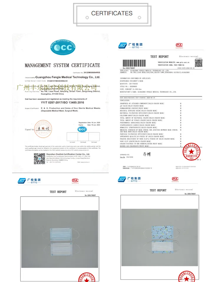 2021 Wholesale Disposable Face Virus-Prevention Mask for Children Nonwoven 3ply Facial Prevent Infection Dust Certificated Safety Protective Mask in Stock