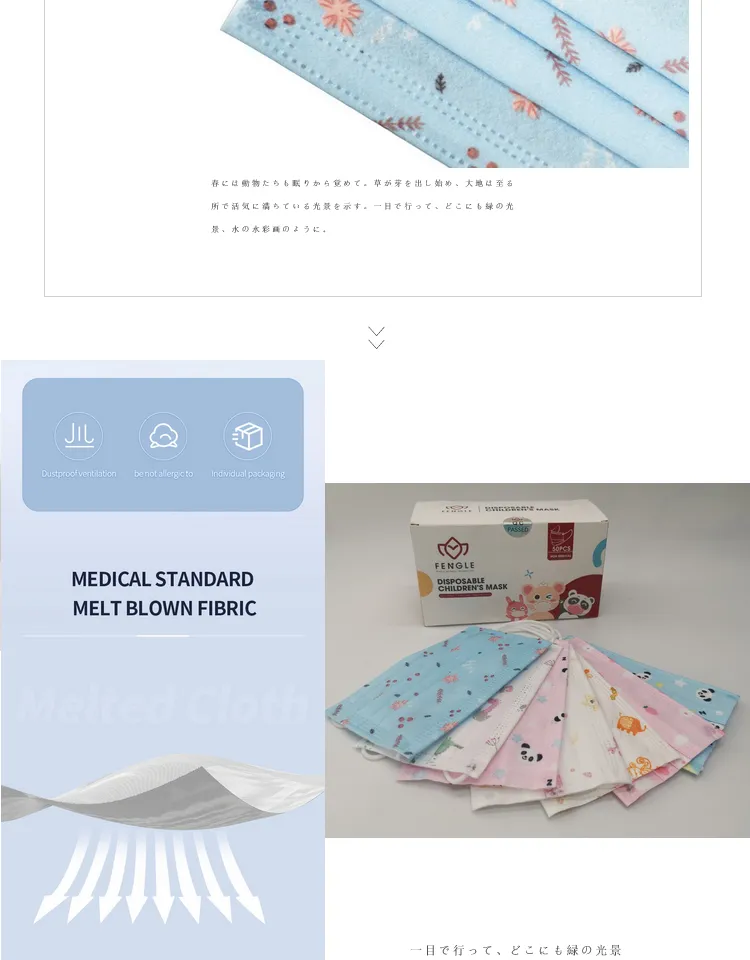 2021 Wholesale Disposable Face Virus-Prevention Mask for Children Nonwoven 3ply Facial Prevent Infection Dust Certificated Safety Protective Mask in Stock