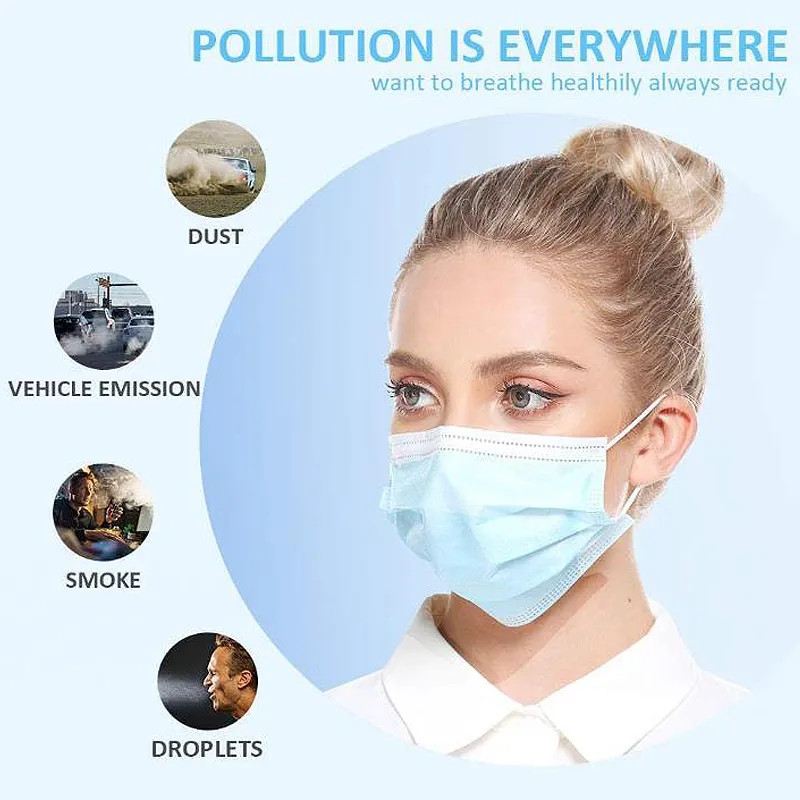 3 Ply Non-Woven Fabric Face Mask Disposable Non-Medical Face Mask