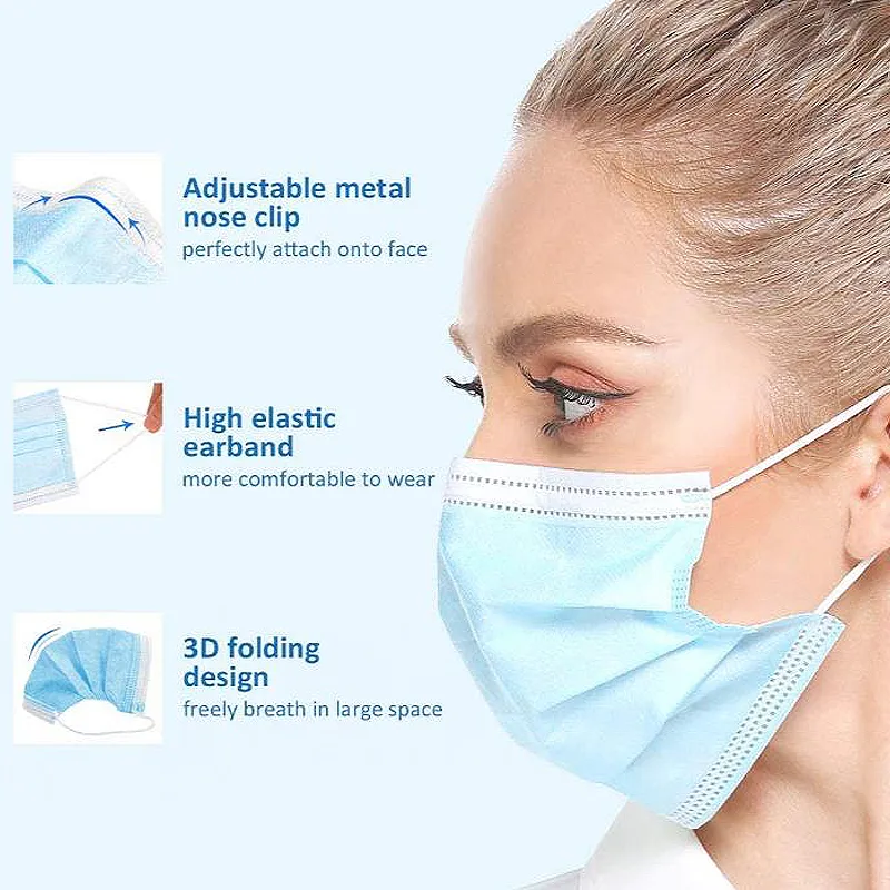 3 Ply Non-Woven Fabric Face Mask Disposable Non-Medical Face Mask