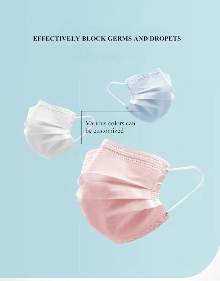 99%Bfe Protective Safety Inspection Oral Dental Non-Woven 3-Layer Dust Mask Disposable Masks for Kids and Adults with Earlobe Lace