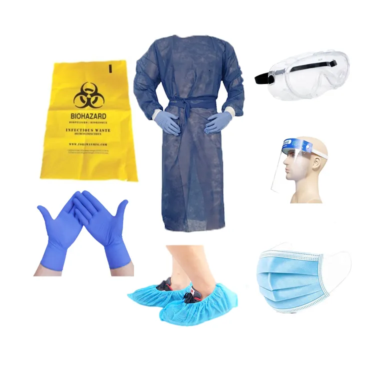 All PPE Items Like Mask, Goggles, Face Shield, Gown Full Body Protective Suit PPE Kit