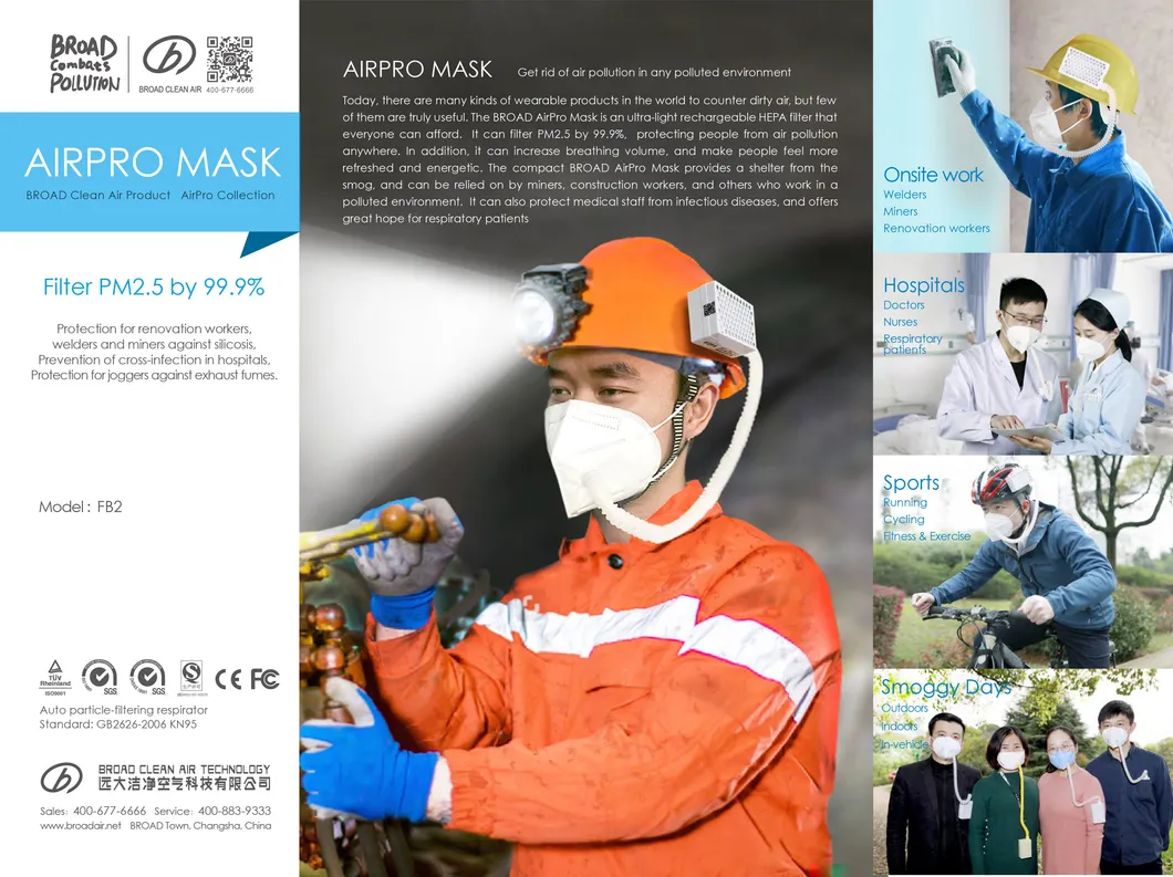 Certification Approved Safety Long Battery Time Air Fliter Airpro Mask and Facial Mask for Sale