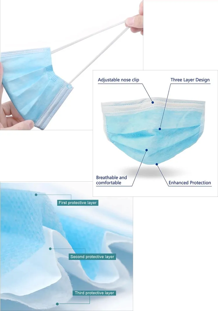 China Supplier Factory Price3 Ply Disposable Outdoor Face Mask
