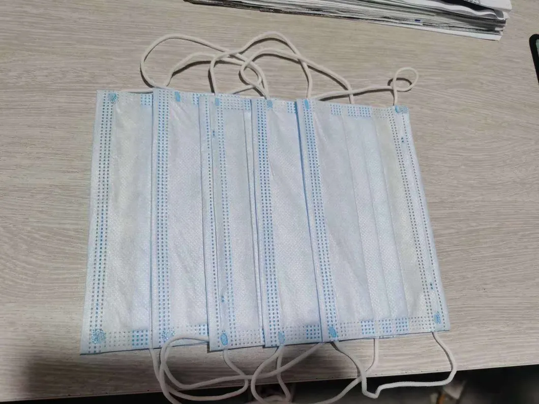 Disposable 3 Plys/3 Layers Non Woven/Melt Blown/Spunbond Fabric Breathing Protection Dust Anti Virus Ear Loop Flat Civil Blue/White Face Mask