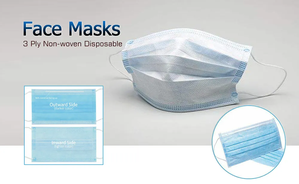 Chinese Good Supplier Ce FDA Custom Non Woven White or Blue Face Mask for Civil( 3-Ply Face Mask)