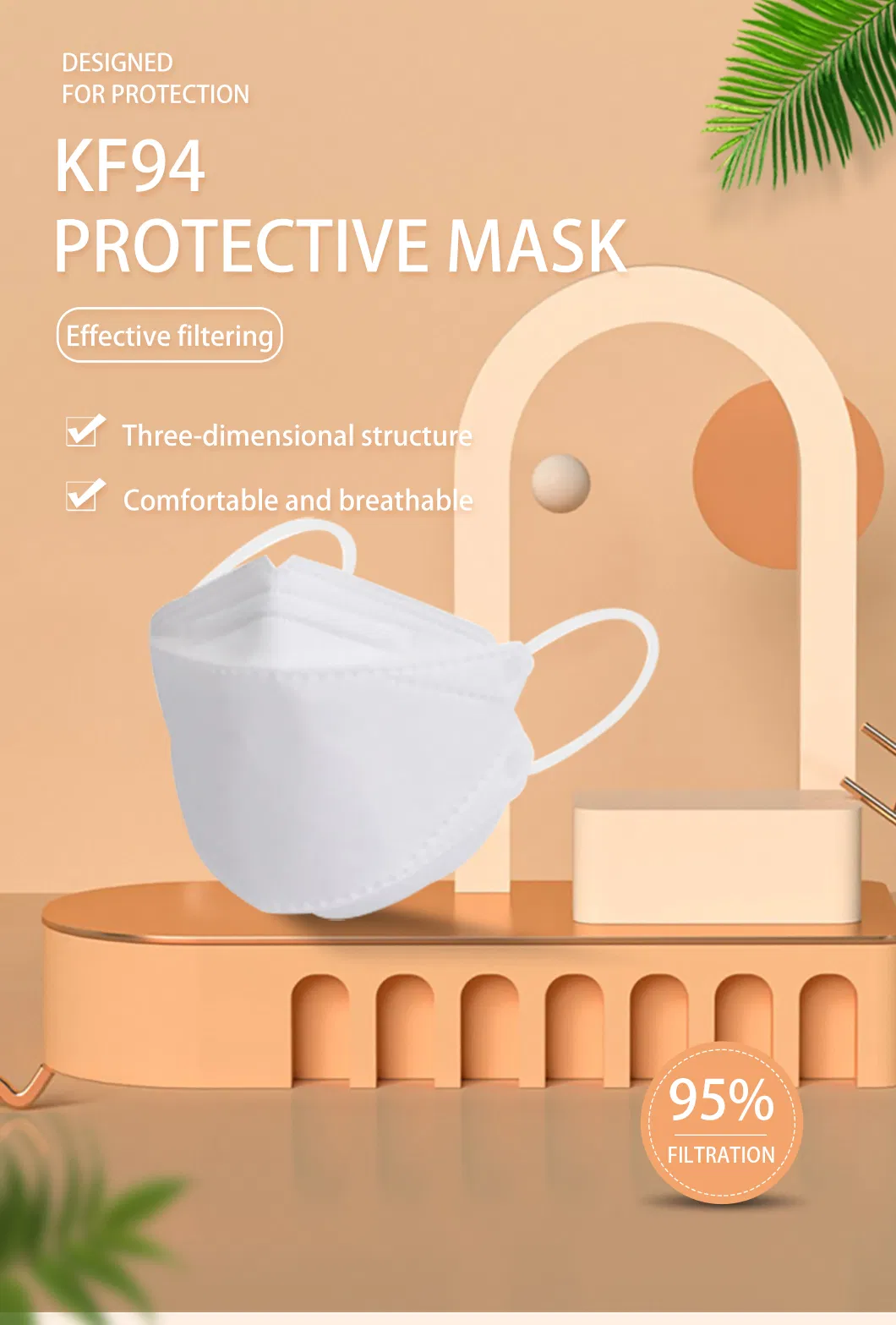 Comfortable Breathe Freely White Disposable Fish Mask Kf94