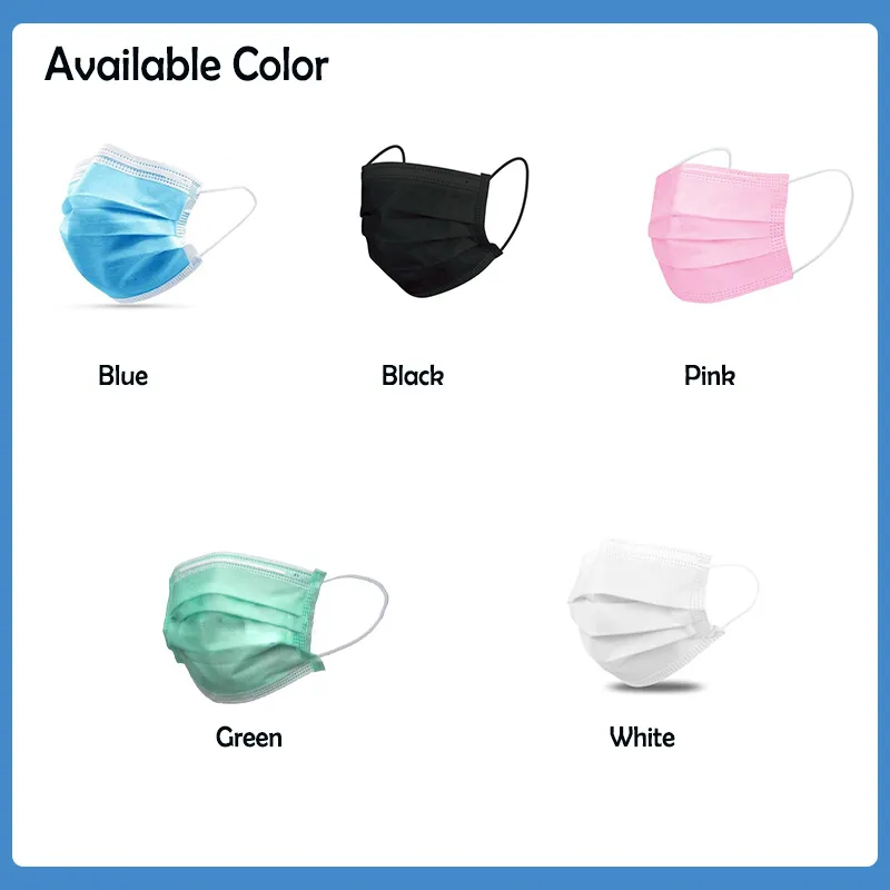 Disposable 3 Ply Non Woven Face Mask Respiratory Mask with Elastic Earloop
