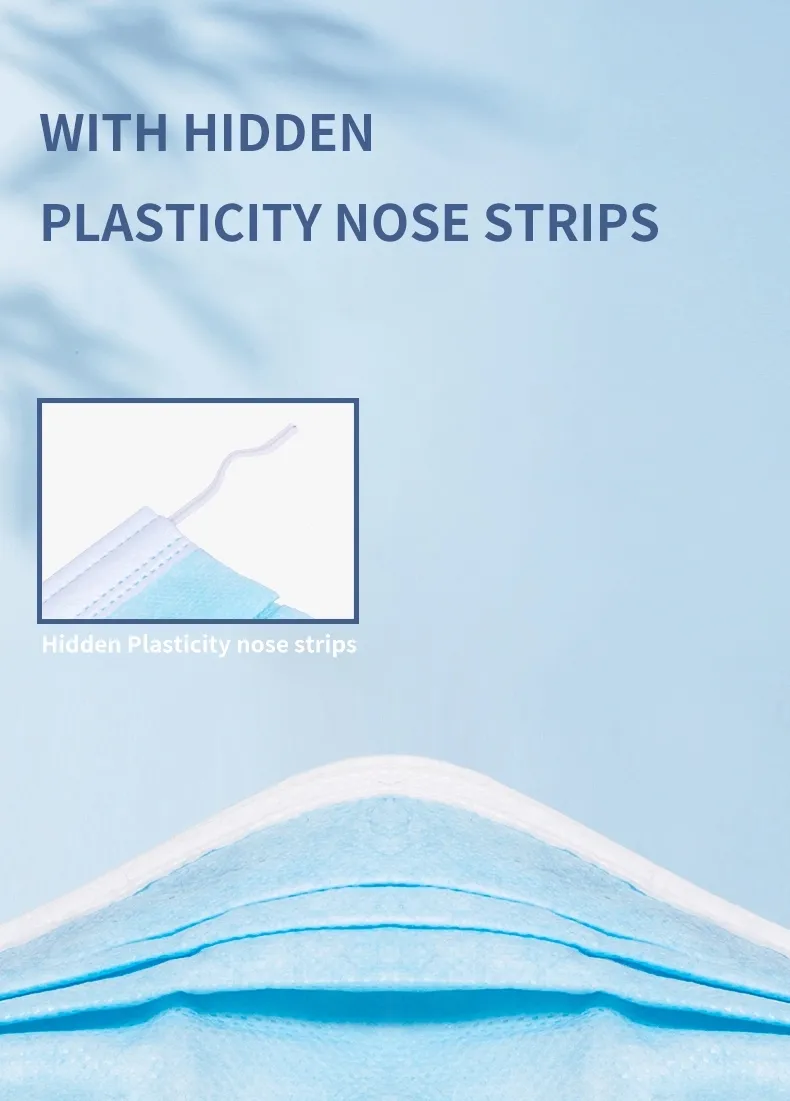 Disposable 3ply Facial Mask High Quality Anti Fog Dust Protective Lace up and Ear Hanging Face Mask