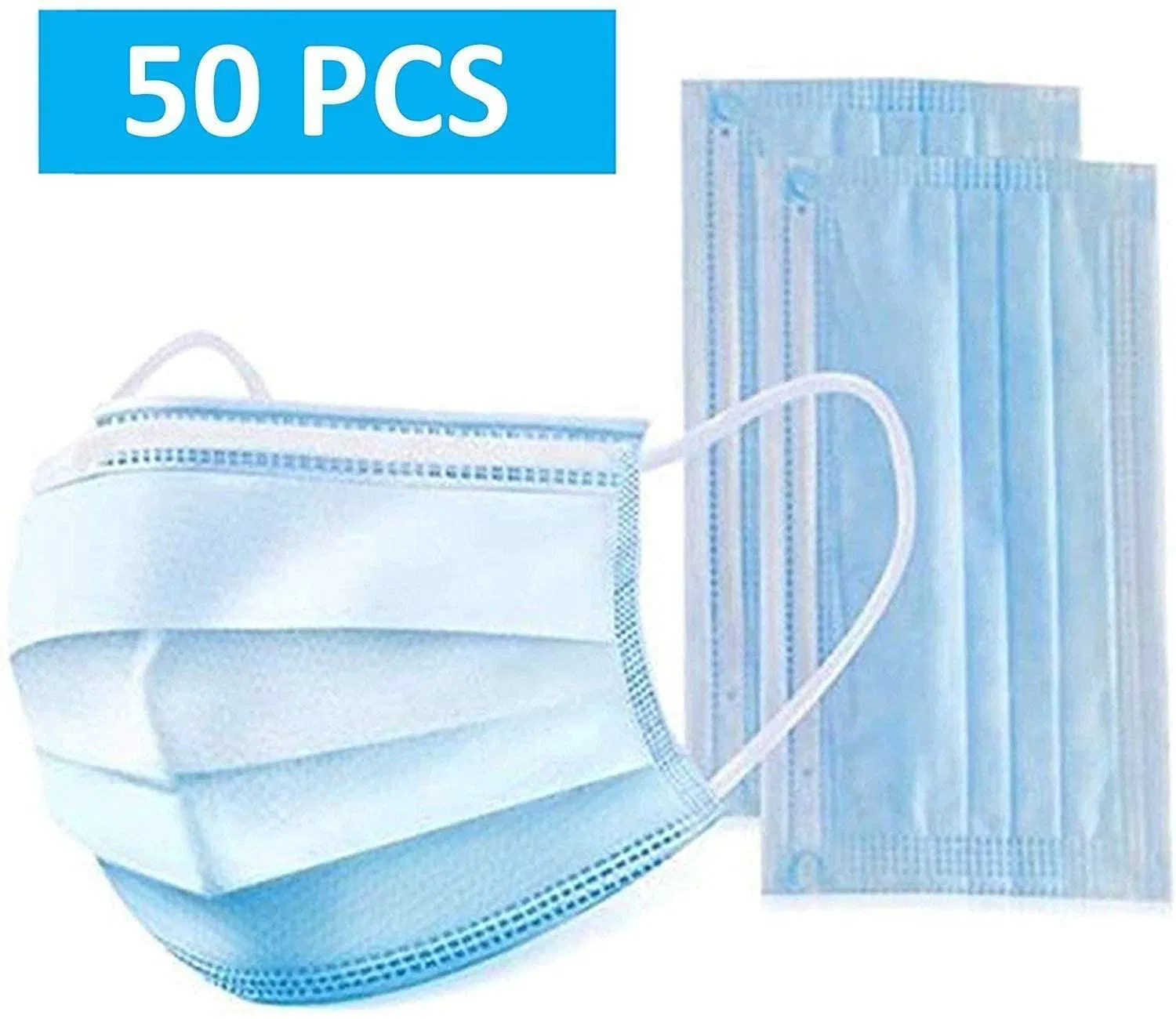 Disposable Face Mask, 3-Ply Facial Cover Masks with Ear Loop, Breathable Non-Woven & Safety Respirator Mouth Cover for Personal, Suitable for Home, Office, Outd