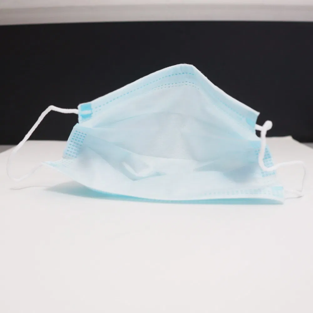 Disposable Protective Earloop Non-Woven 3ply Facial Melt-Blown Face Mask Blue Colour in Stock