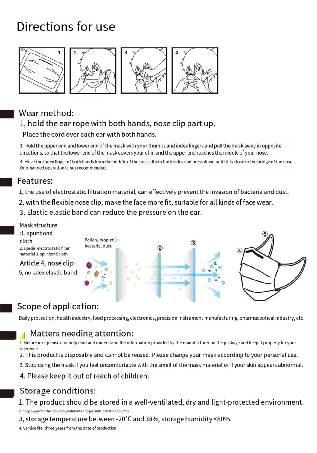 Disposable White Color Mask Breathable 3 Layer Civil Protection Face Mask