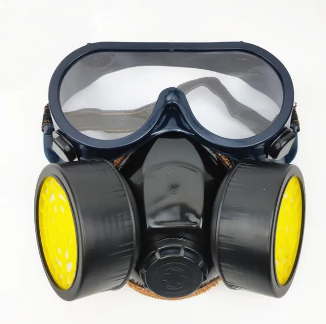 Double-Can Activated Carbon Gas Mask with Eye Mask
