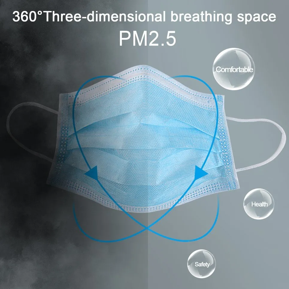 Durable Breathable Three-Layer Wholesale Medical Surgical Face Shield All-Round Protection Three Layers of Protective Mask