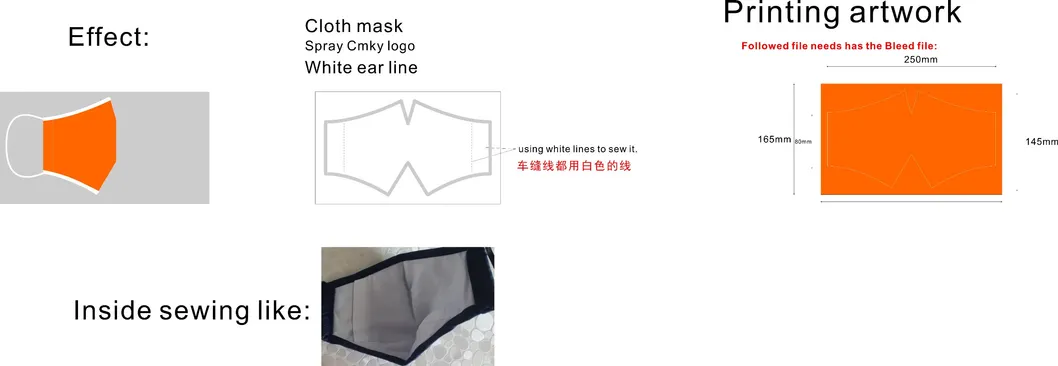 Elasticity Reusable Cotton Fabric Cloth Face Masks Customlogo Printed Masks