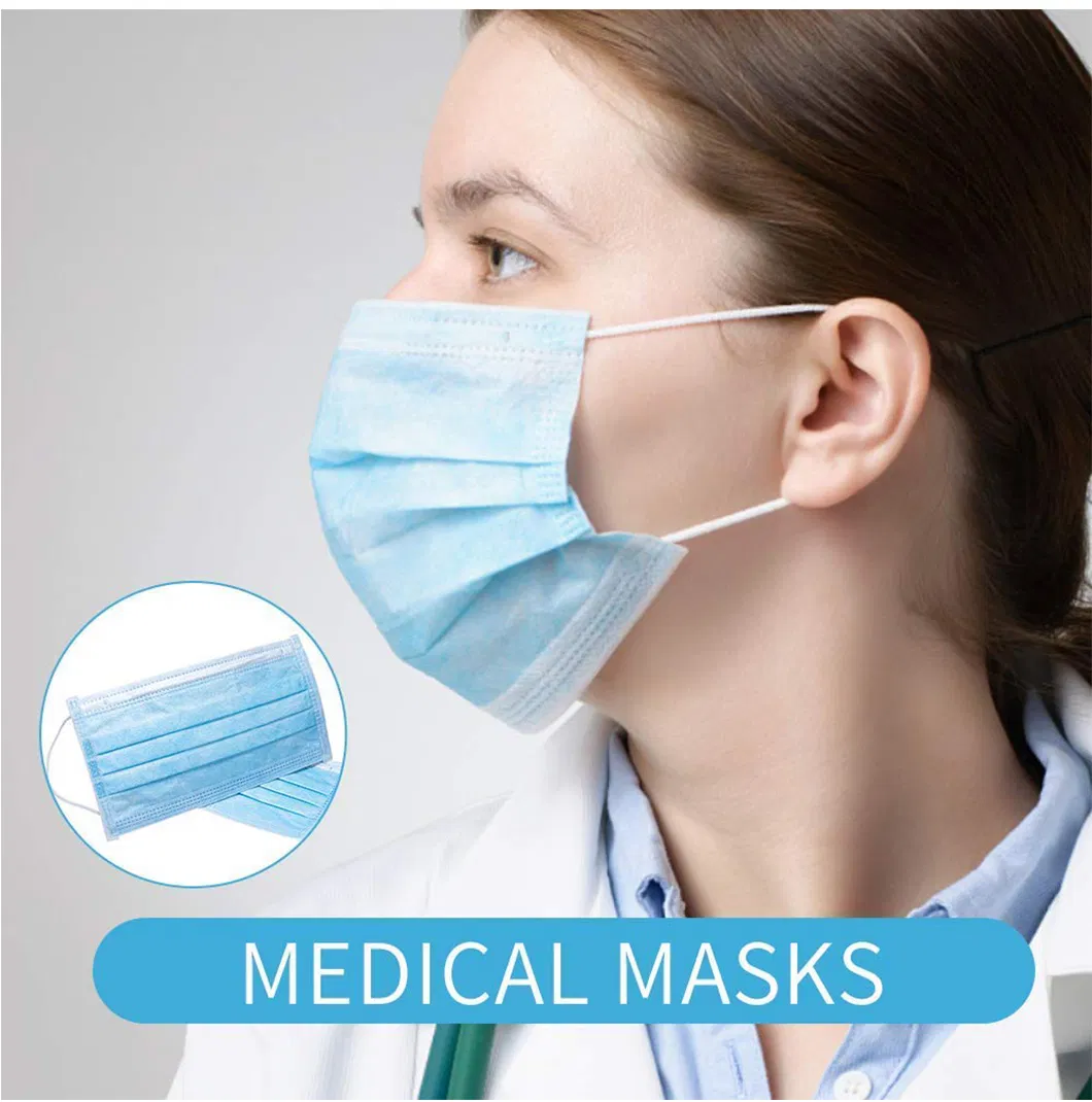 Face Mask Disposable Respirator Facial Masks 3 Ply Protective Non-Woven Fabric