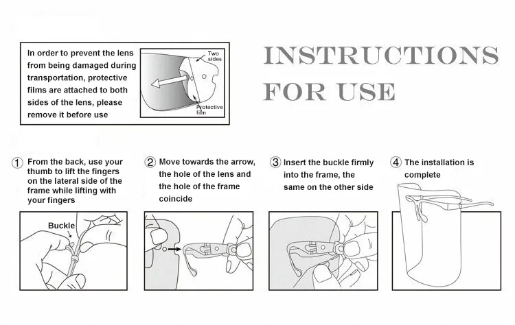 Factory Direct Sale Glasses Frame Protection Face Splash Shield