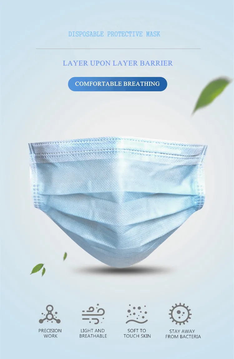 Factory Direct Stock Quick Delivery Outdoor Protective Disposable Dust Three-Layer/3 Ply/3ply Face/Facial Masks