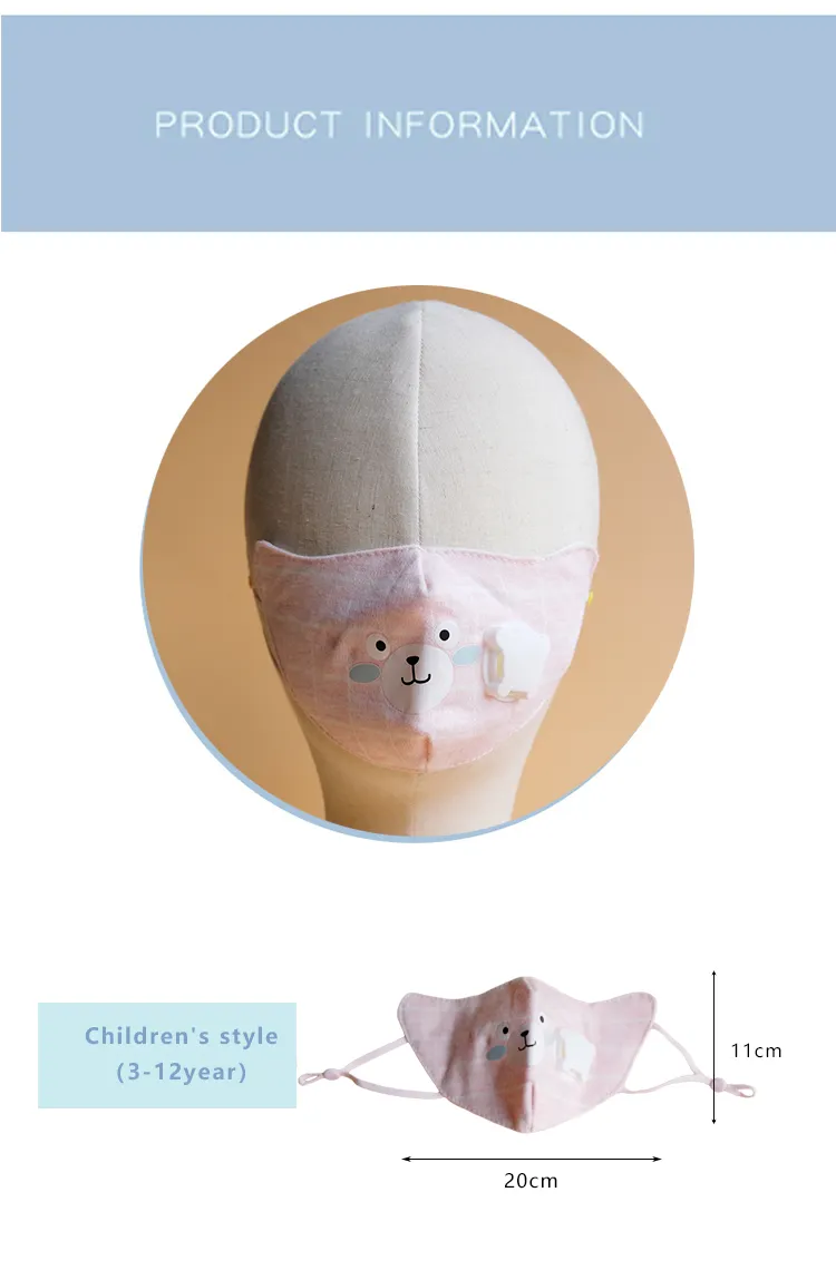 Fancy Reusable Washable 4 Ply Kids Knitted Cotton Protection Face Mask with Pm 25 Filter