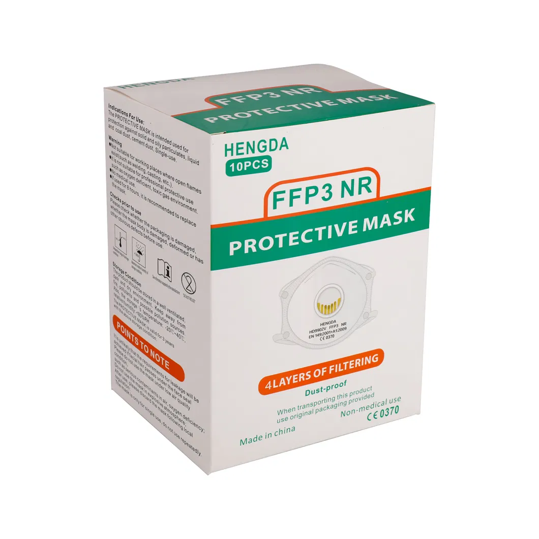 FFP3 Face Mask with Filter Flat Fold Mask with Valve and Head Loop CE En 149