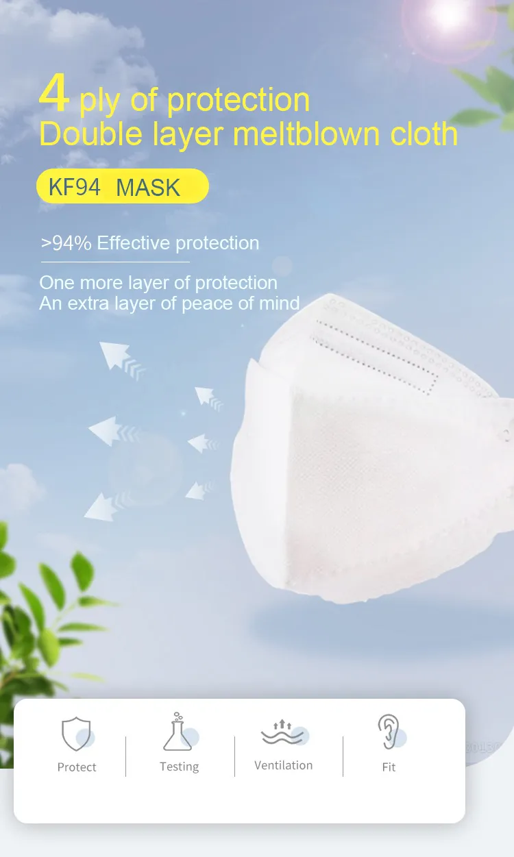 Fish Kf94 Dust and Haze Prevention Adult Fashion White Mask
