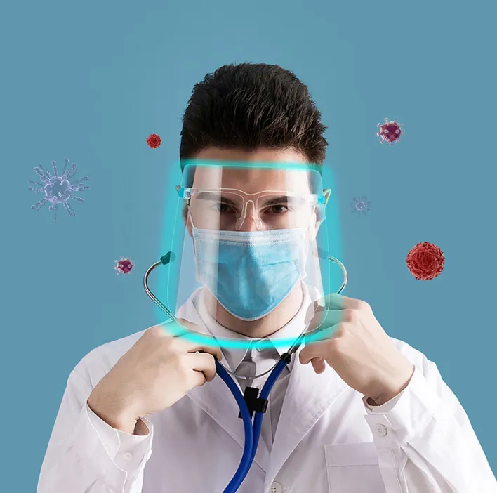 Glasses Frame Transparent Safety High-Quality Plastic Protective Face Shield to Protect Eyes and Face Safely Factory Direct Sale Made in China Can Export