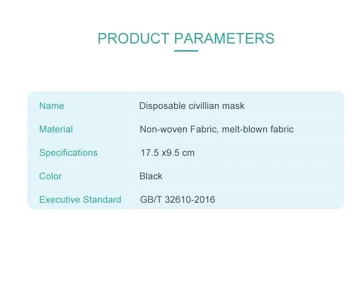 High Quality Disposable Masks Supplier 3 Ply with Black Civilian Facemask