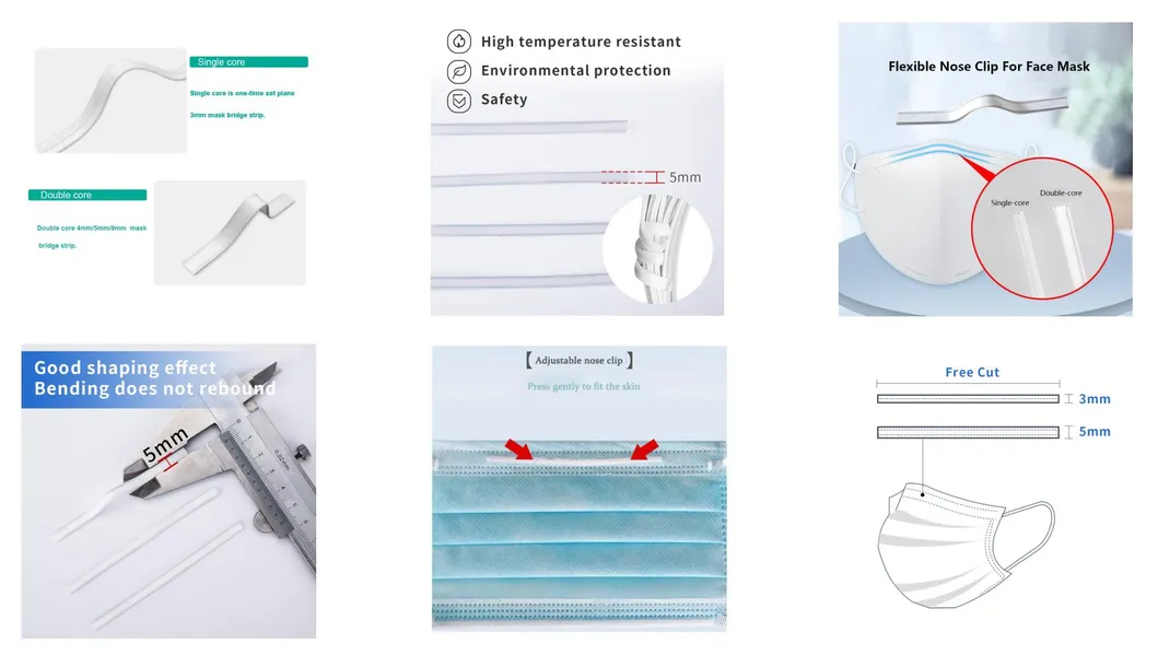 Hot Sale Single Core Double Core Plastic Nose Bridge Wire Nose Clip for Face Mask