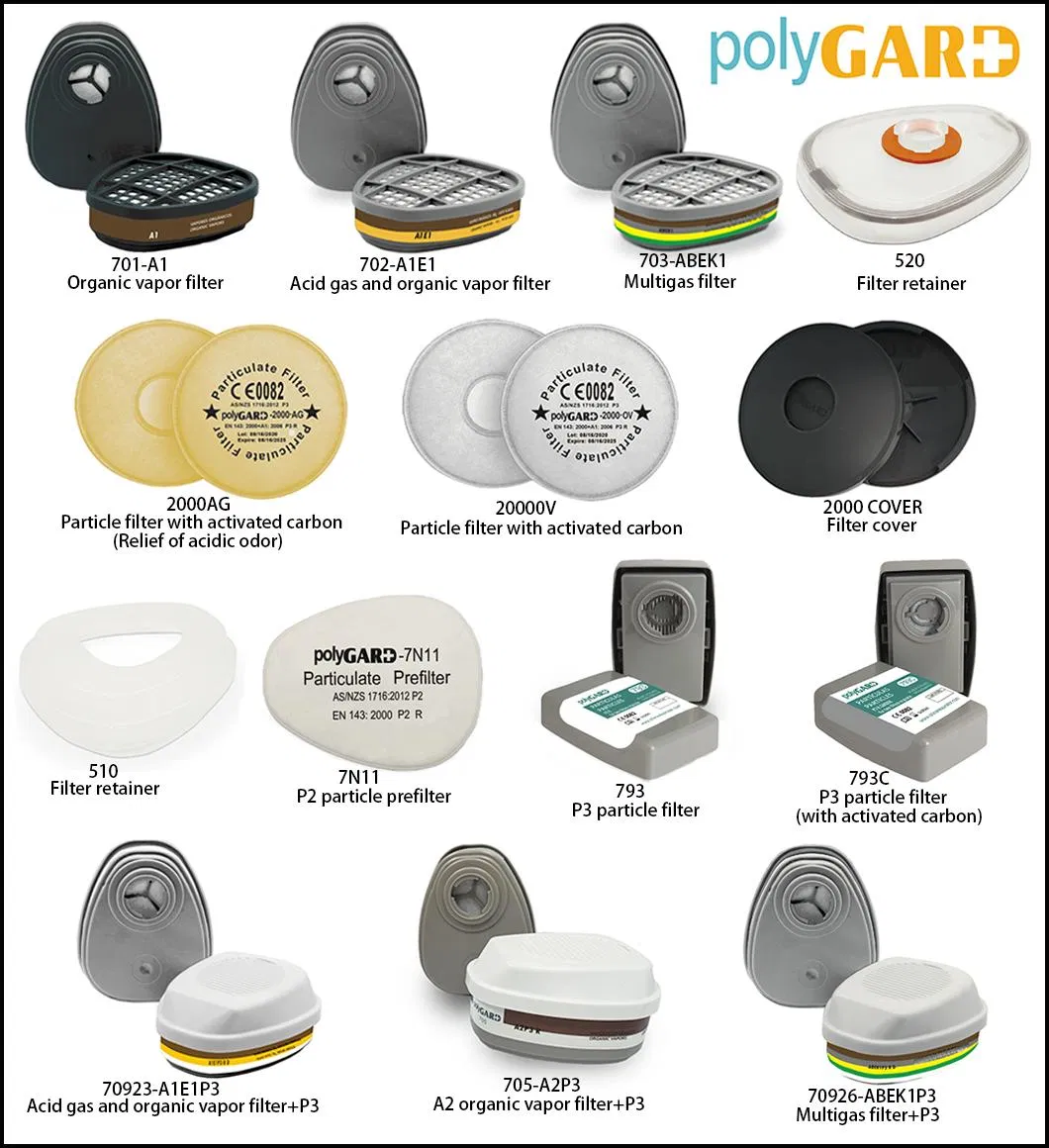 Hot Selling Gas Mask CE Certificate Organic Ammonia Acid Toxic Chemical Gas Filter Vapor Defense Half Full Face Gas Respirator