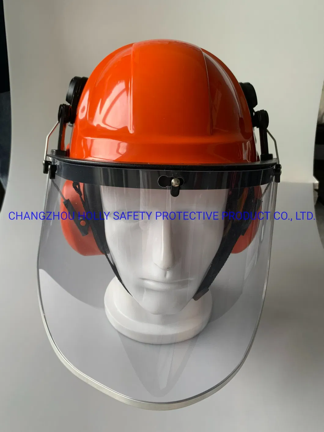 Industrial Employee Head Facial Hearing Full Protection Gear Safety Helmet Earmuff PC Visor