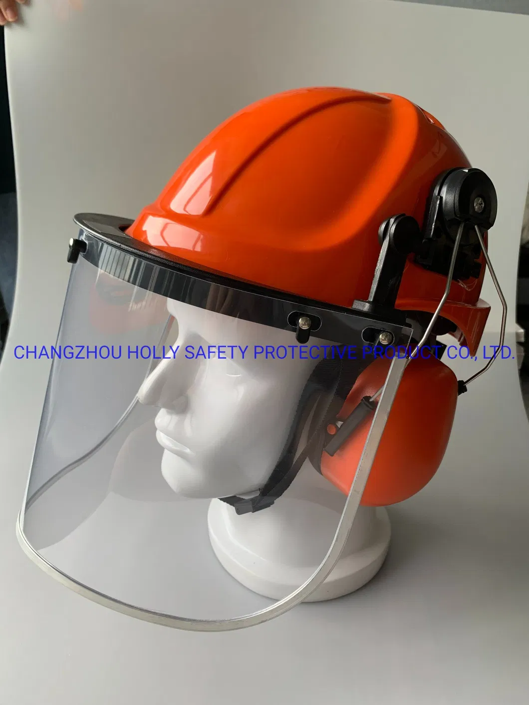 Industrial Employee Head Facial Hearing Full Protection Gear Safety Helmet Earmuff PC Visor