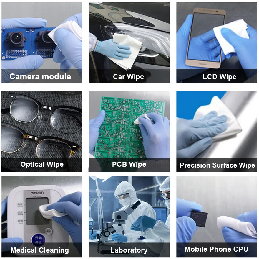 No-Fogging Soft PCB Cleaning Dustless Wipes 9*9" #6009b