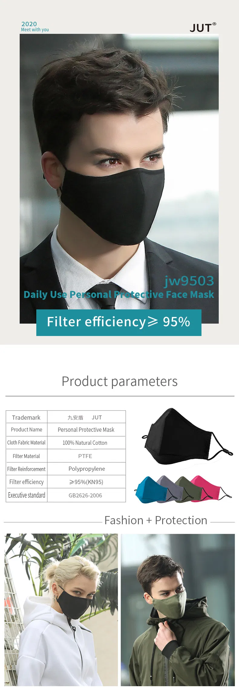 Personal Protective Mask Cotton Can Be Cleaned Repeated Use Virus Protection Bacteria Thin Air Permeability E-PTFE Nanofiltration Steam-Washable Idoesn′t Reduce