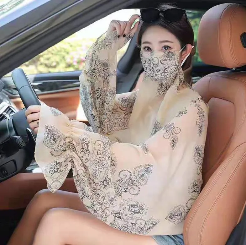 Printed Outdoor Cycling Hanging Mask Sports Mask Ice Silk Neck Cover Hang Ear Triangle Face Mask Tube Ear Loops Stylish Neck Gaiters