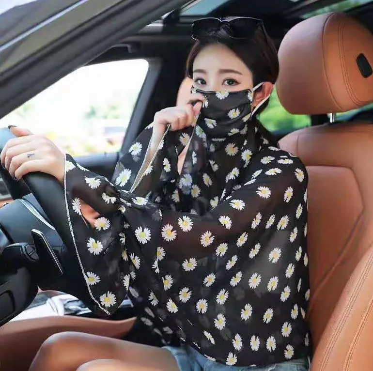 Printed Outdoor Cycling Hanging Mask Sports Mask Ice Silk Neck Cover Hang Ear Triangle Face Mask Tube Ear Loops Stylish Neck Gaiters