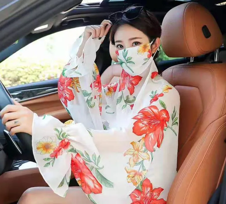 Printed Outdoor Cycling Hanging Mask Sports Mask Ice Silk Neck Cover Hang Ear Triangle Face Mask Tube Ear Loops Stylish Neck Gaiters