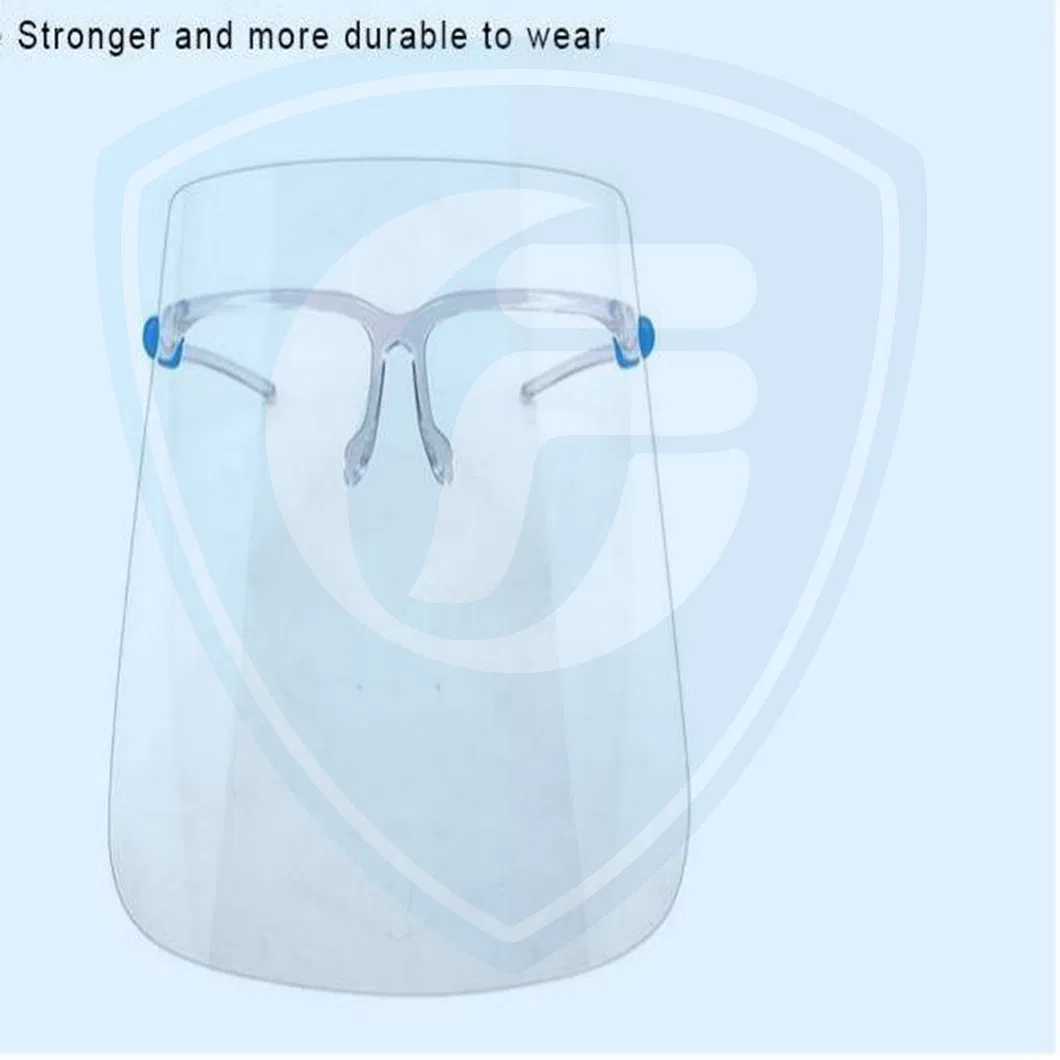 Protective Face Shield Anti Fog Anti Spray Plastic Transparent Face Screen Shield Eye Protection Facial Visor with Glasses Frame