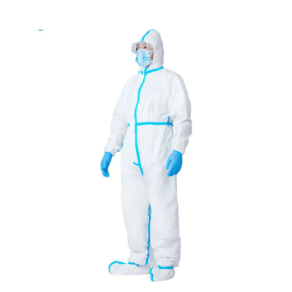 Protective Overalls Disposable Coveralls for Full Protection with Reinforced Isolation Seam Elastic Cuff and Hood Jumpsuit