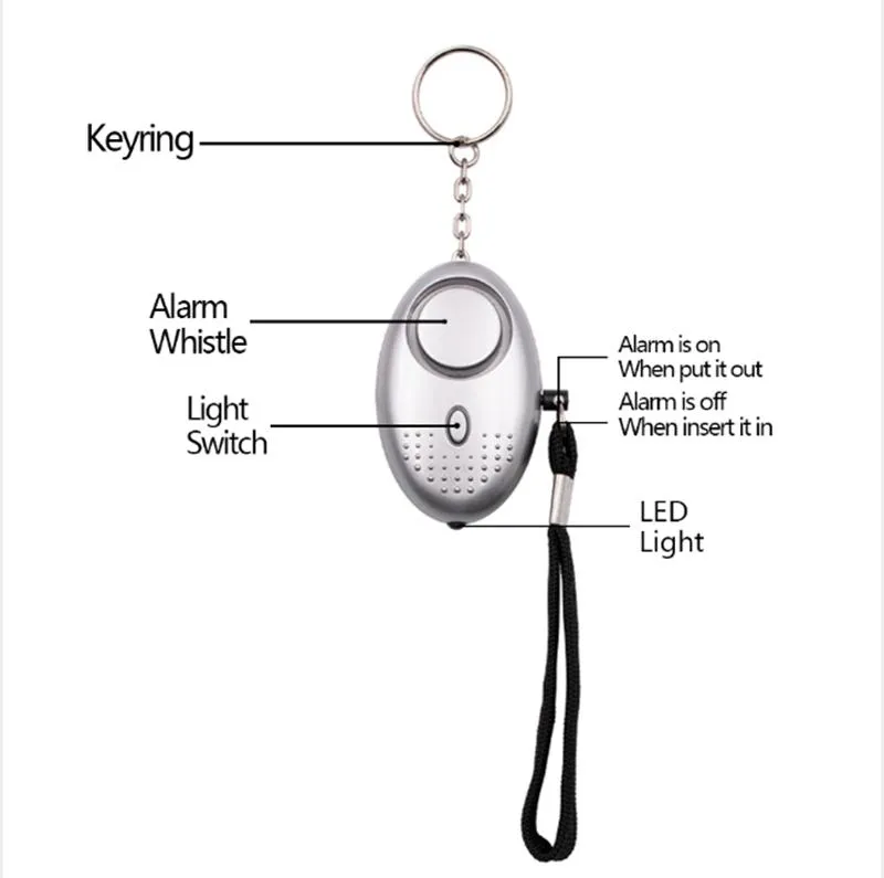 Smart Key Organizer Keychain Anti Attack Rape Emergency Converse Keychain 30~140dB ABS Plastic