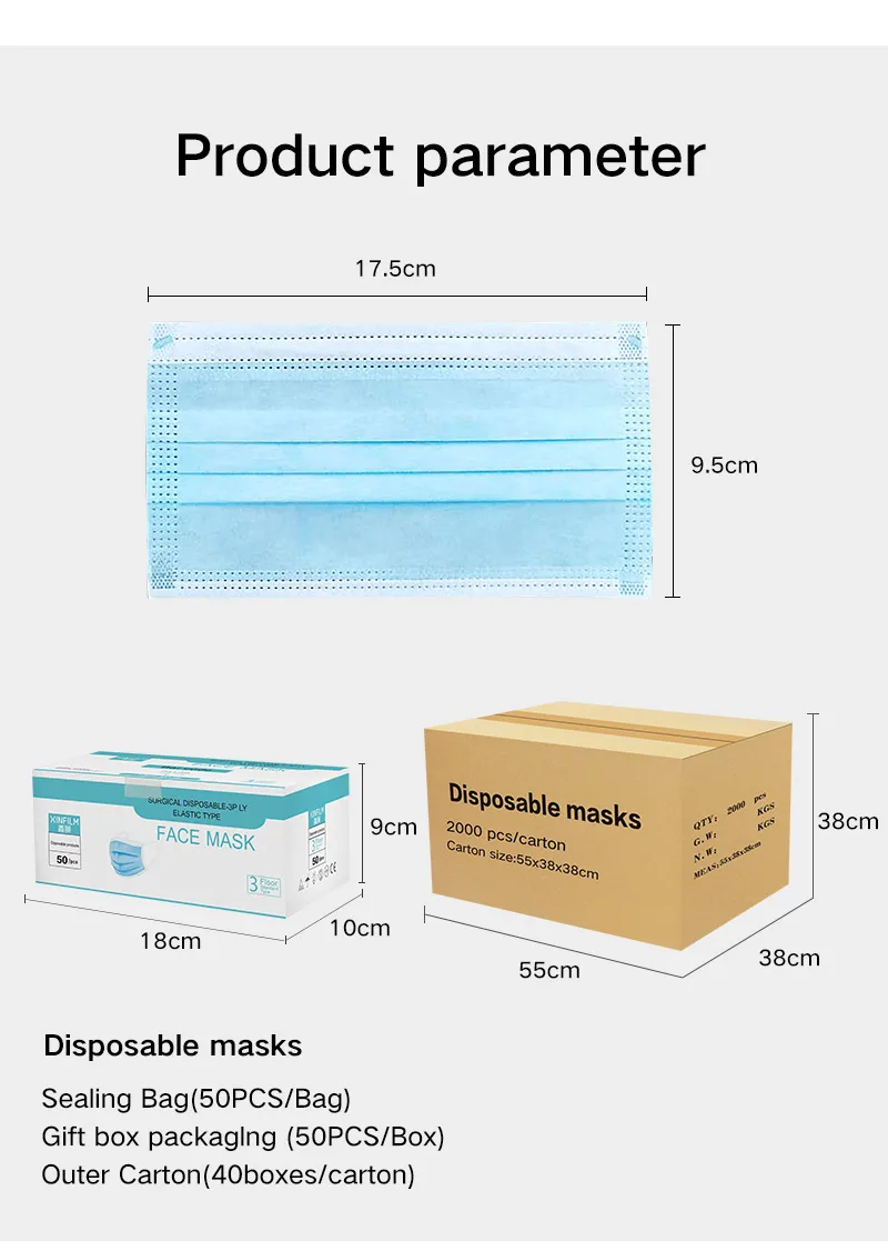 Three Layers of Collapsible Facial Respirator Anti Dust/Virus Nonwoven Fabric Disposable Mask