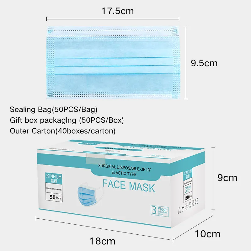 Three Layers of Collapsible Facial Respirator Anti Dust/Virus Nonwoven Fabric Disposable Mask