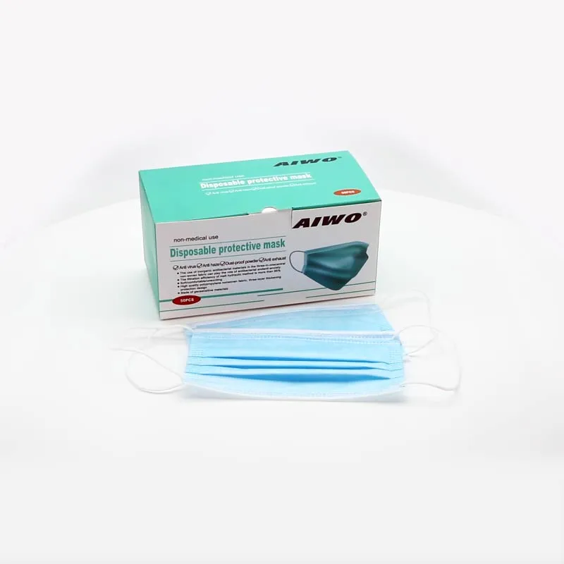 White List Disposable Face Mask with Shield Protection Shield Plastic Masker Sekali Pakai