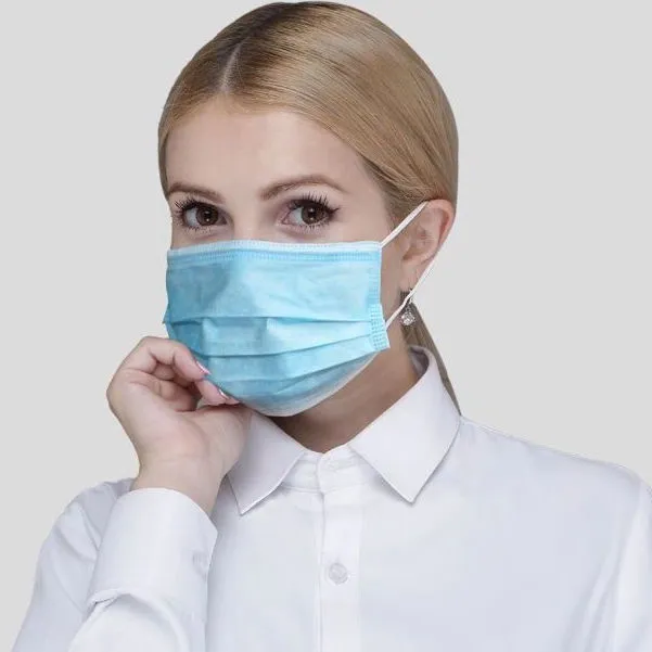 White List Disposable Face Mask with Shield Protection Shield Plastic Masker Sekali Pakai