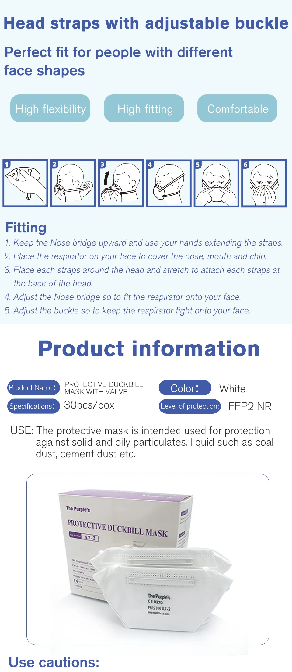 White List Factory FFP2 Valved Respirator Disposable Duckbill-Shape Mask CE ISO 9001 ISO 13485