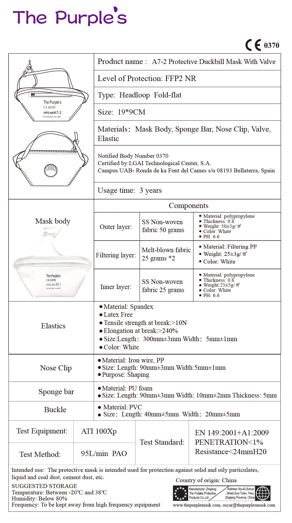 White List Factory FFP2 Valved Respirator Disposable Duckbill-Shape Mask CE ISO 9001 ISO 13485