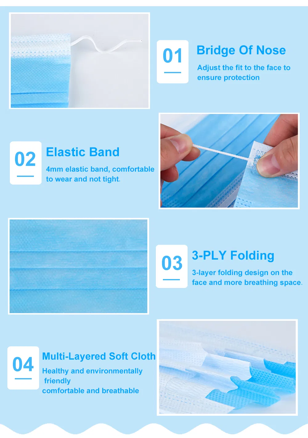 Wholesale Dustproof  Anti-Fog Mist Haze Breathable 3-Layer Adult Face Protection Disposable Masks