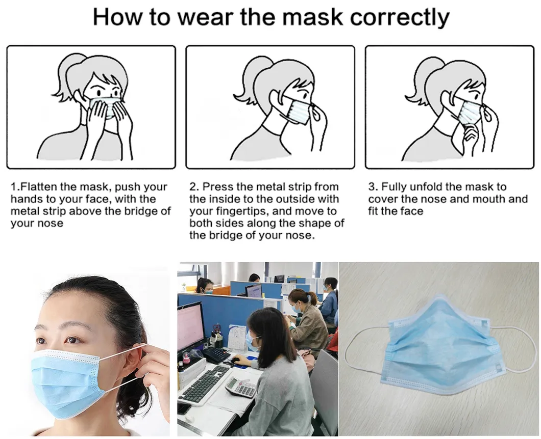 Wholesale Dustproof  Anti-Fog Mist Haze Breathable 3-Layer Adult Face Protection Disposable Masks
