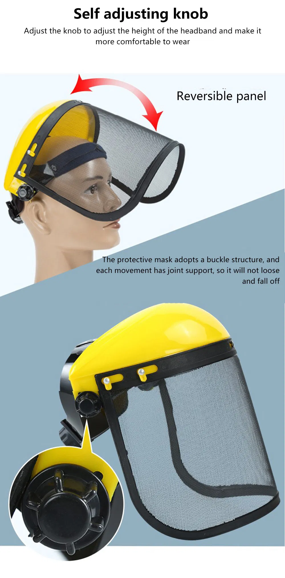 Wholesale Face Mask Steel Mesh Screen Ratchet Suspension Garden Tool Protection Protective Mask Steel Mesh Face Shield